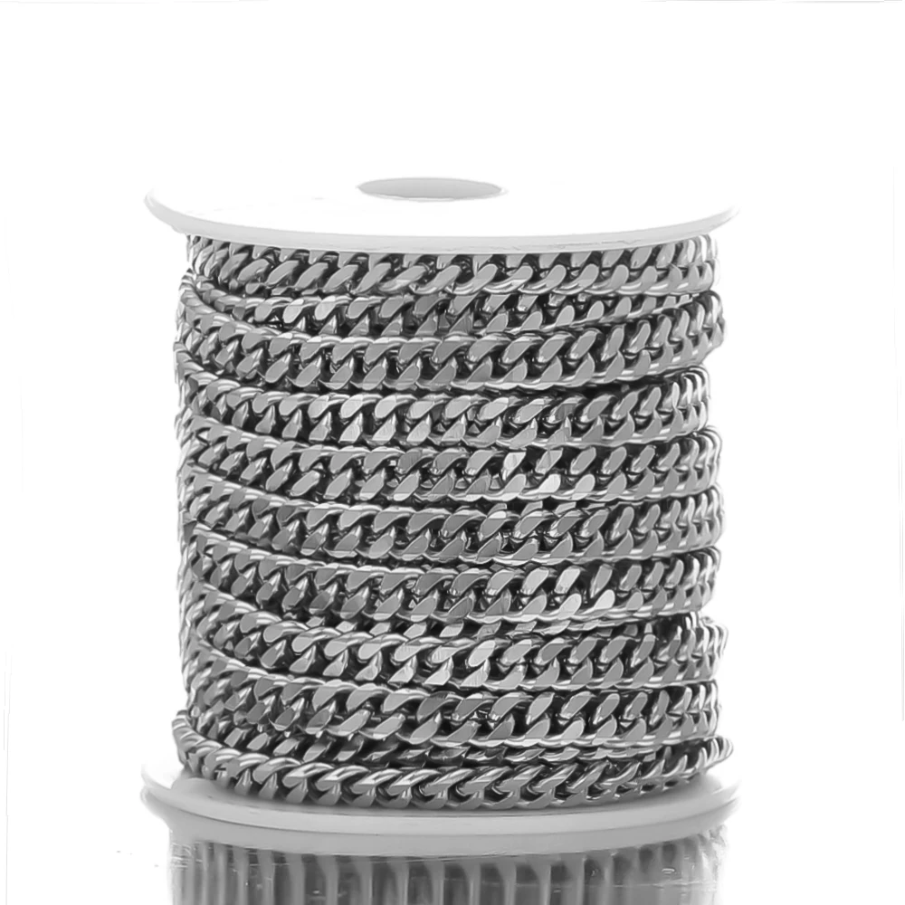 1 Meter Stainless Steel Gold Color Cuban Chain In Bulk for DIY Jewelry Making Hiphop Necklace Findings Punk Bracelet Accessories
