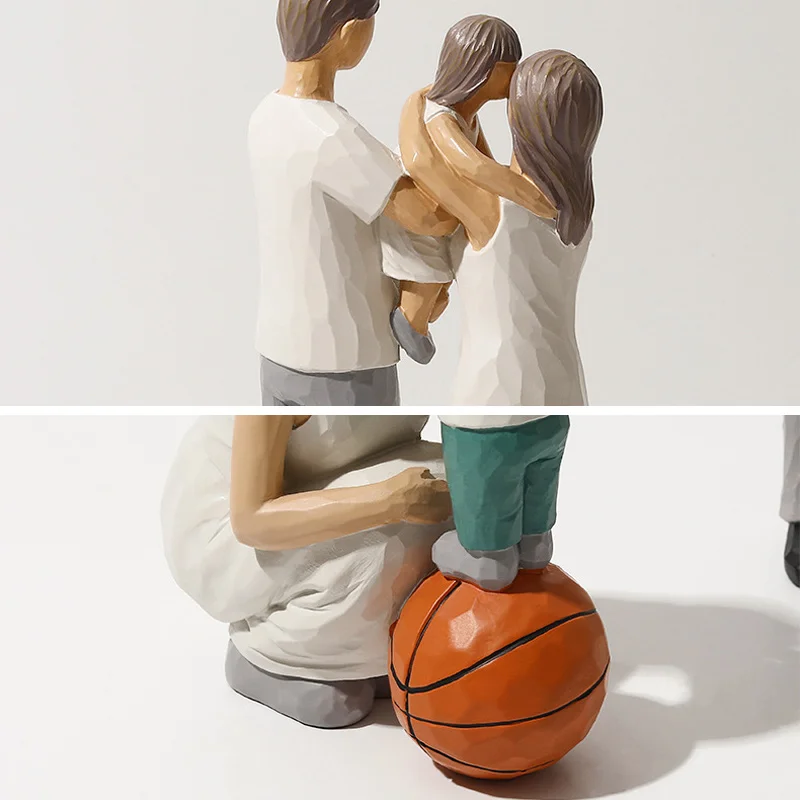 ديكورات تمثال عائلة سعيدة ومحبة، هدايا للأب أو الأم، مشغولات شخصيات الراتنج المزخرفة للمنزل #5