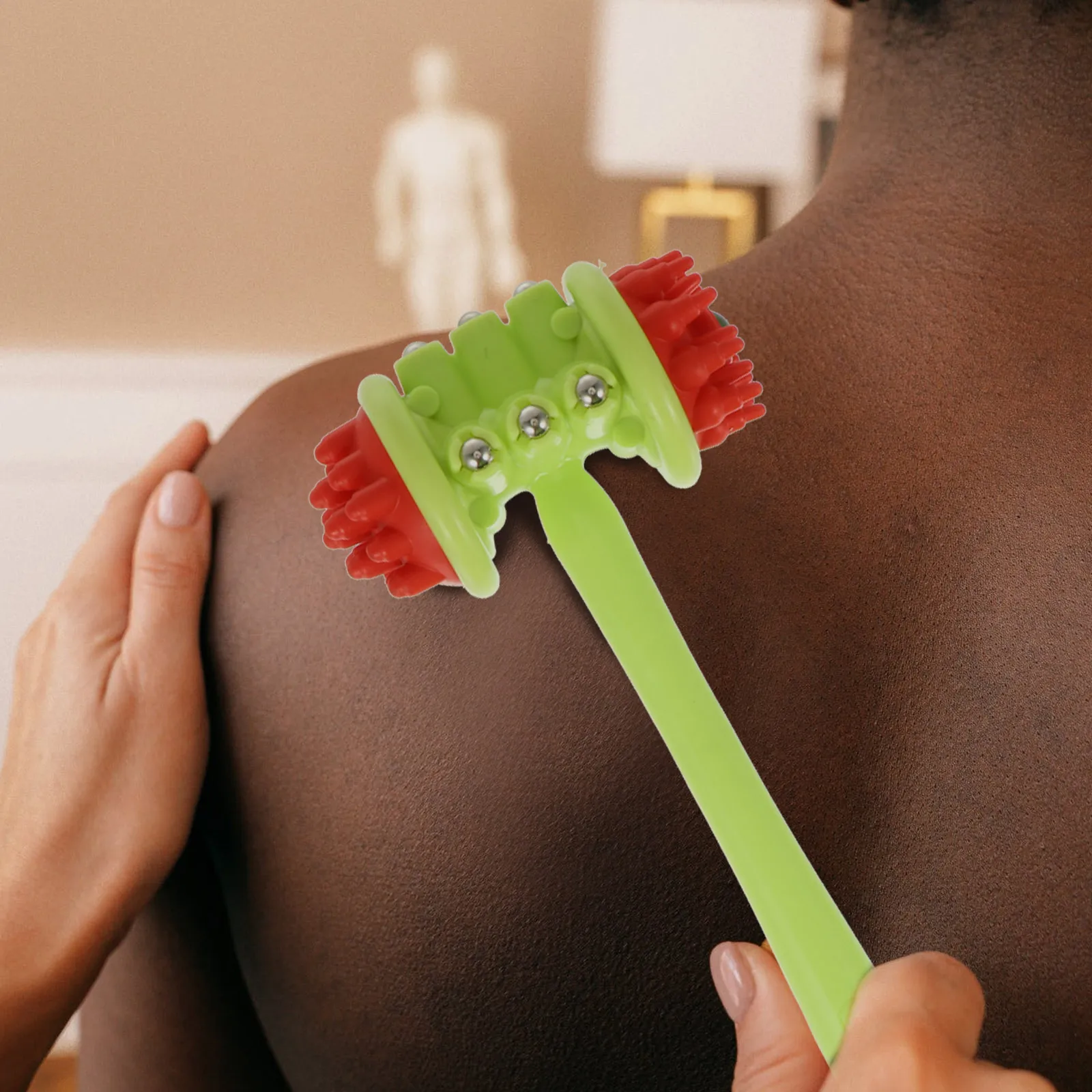 

2pcs Massage Hammer Body Massager Stick Beads Long Handle Durable Practical Relaxation Tool Home Office Use