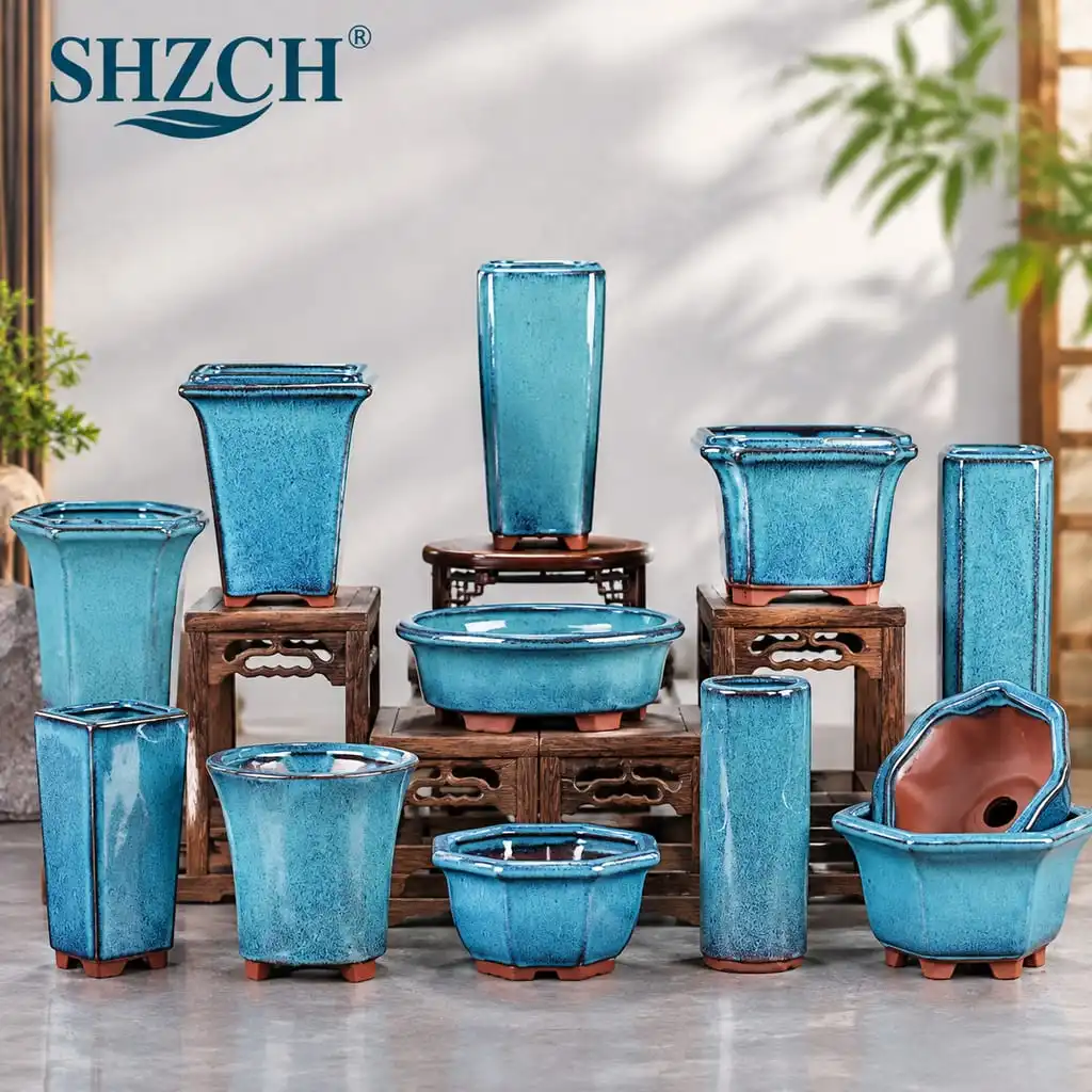 Simple Creative Ceramic Purple Clay Potted Succulents Flowers Green Plants Pots Home Office Desktop Chinese Flower Pots LC363