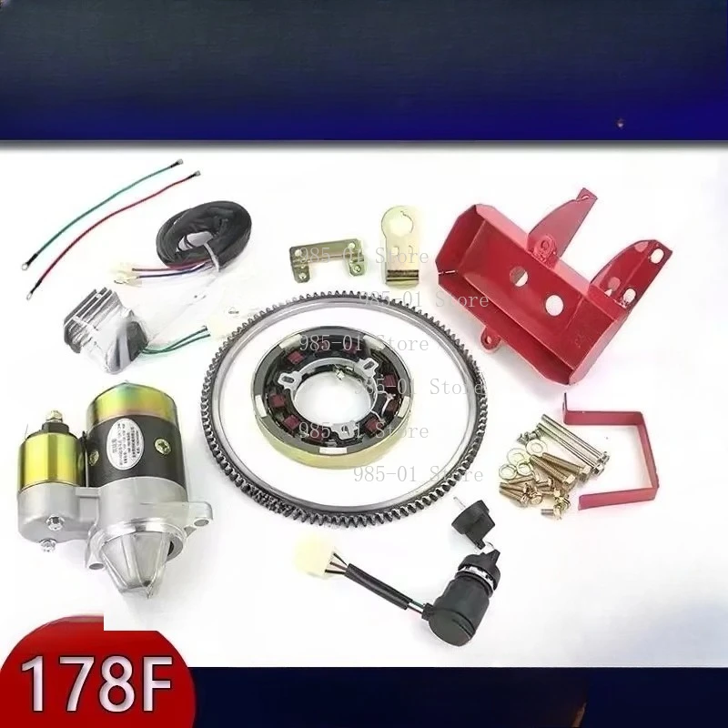 Complete Electric Starter Set for Diesel Engine Retrofit, Suitable for 170F/173F/178F/186F Micro-tiller and 186F Models