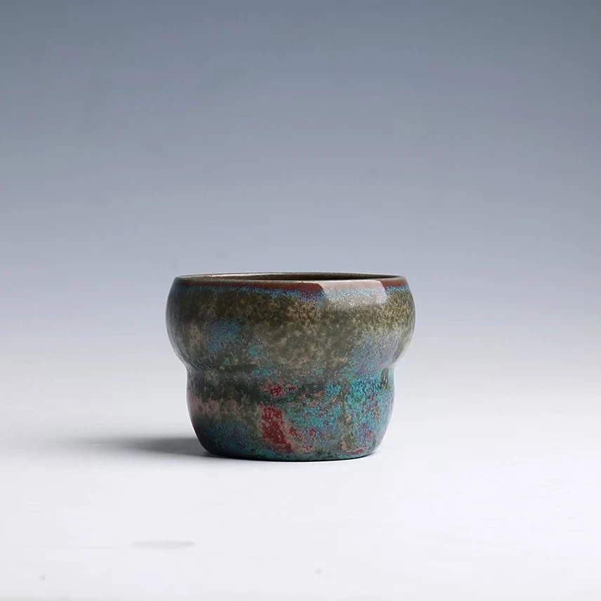 Jun Kiln Jun Porcelain Charcoal-fired Crystalline Handcrafted Chinese-style Life Green Field Fairy Creative Gourd Cup Zhou Man
