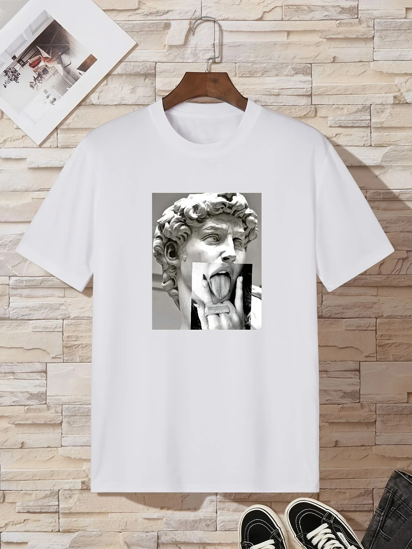 David Michelangelo Buonarroti Works Printed Women's Casual Crew Neck Short Sleeve T-shirt with Picture Print