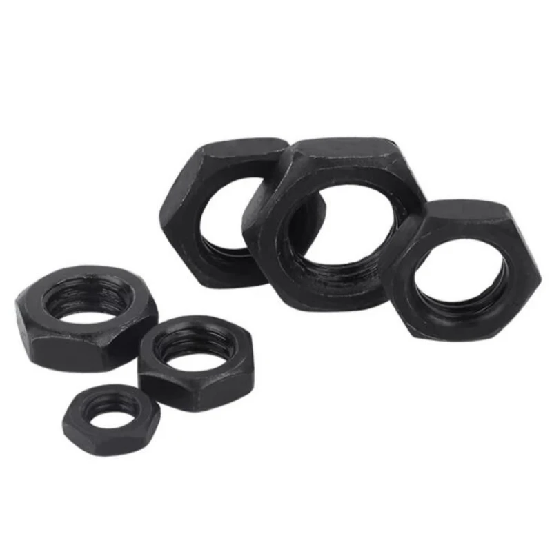 M8 M10 M12 M14 M16 M18 M20 M22 M24 M27 M30 Black 8.8 Grade Carbon Steel Fine Tooth Hexagonal Thin Nut 1.0/1.25/1.5/2mm