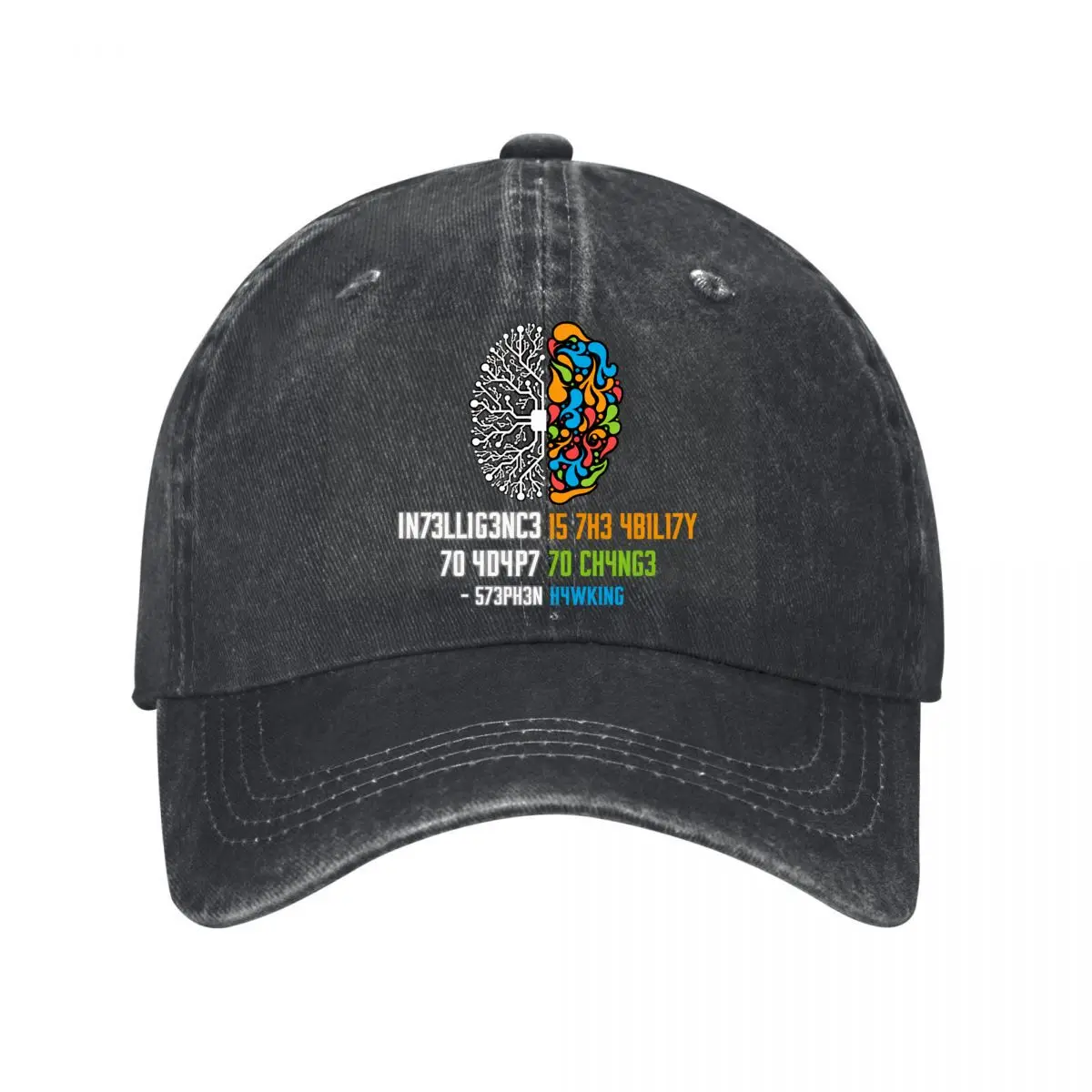 Intelligence Is The Ability To Adapt To Change Stephen Hawking Brain Artwork Washed Baseball Cap Outdoor Hat
