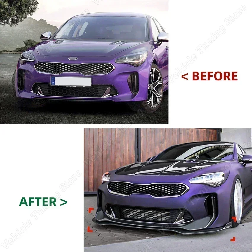 Para Kia Stinger GT 2018-2023 alerón de parachoques delantero Kit de cuerpo inferior difusor divisor protector de sintonización accesorios de coche