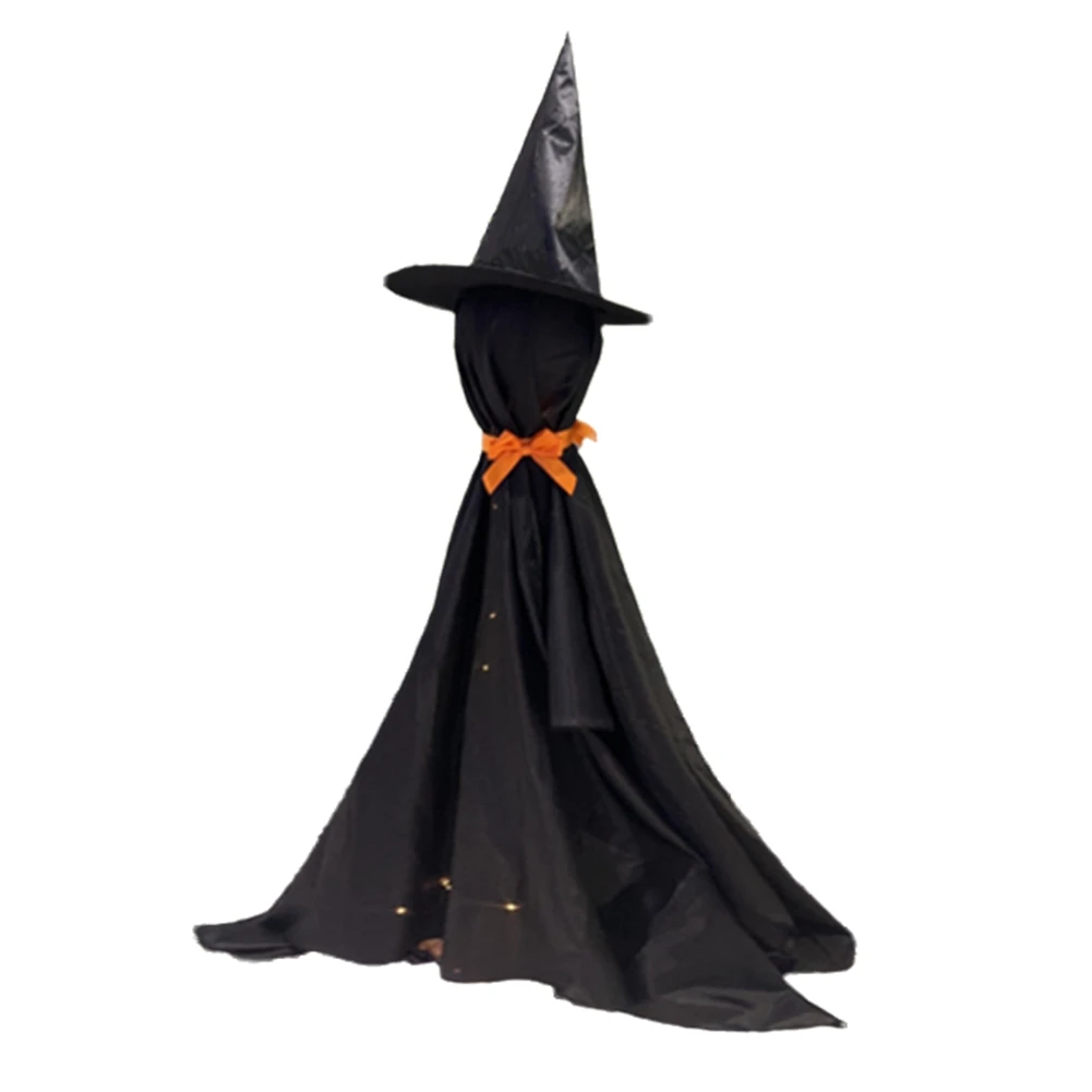 

【Hot Cake】LED Glowing Black Ghost Halloween Ghost Decoration Standing Ghost Porch Garden Ghost Black Hat
