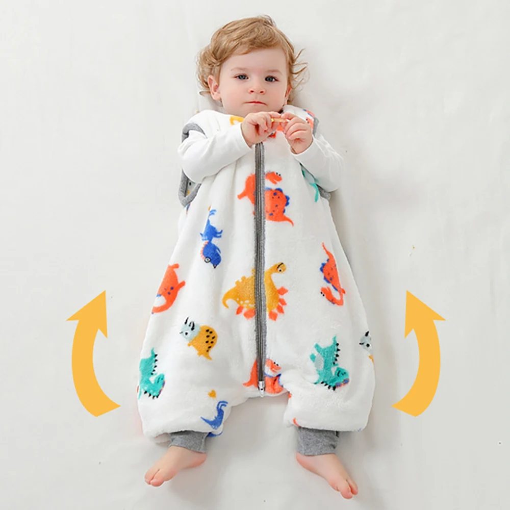 Baby Sleeping Bag Sleeveless 3-25Months Baby Sleepsack Cute Dinosaur Sleepwear Autumn Flannel Warm Comfortable Kids House Wear