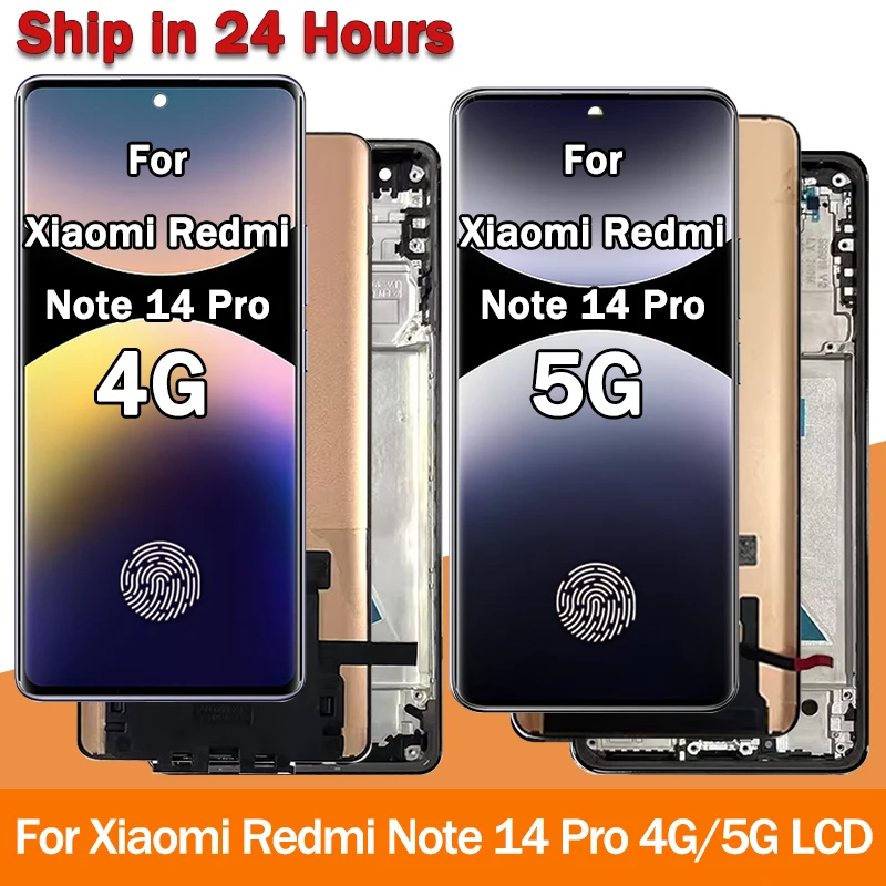 667インチamoled-xiaomi-redmi-note-14-pro-4g-24116raccg-lcdタッチスクリーンデジタイザー-note14pro-5g-24090ra29g-ディスプレイフレーム