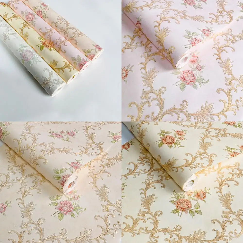 

European style country embossed pattern wallpaper for bedroom living room dining room TV background wall home decoration relief