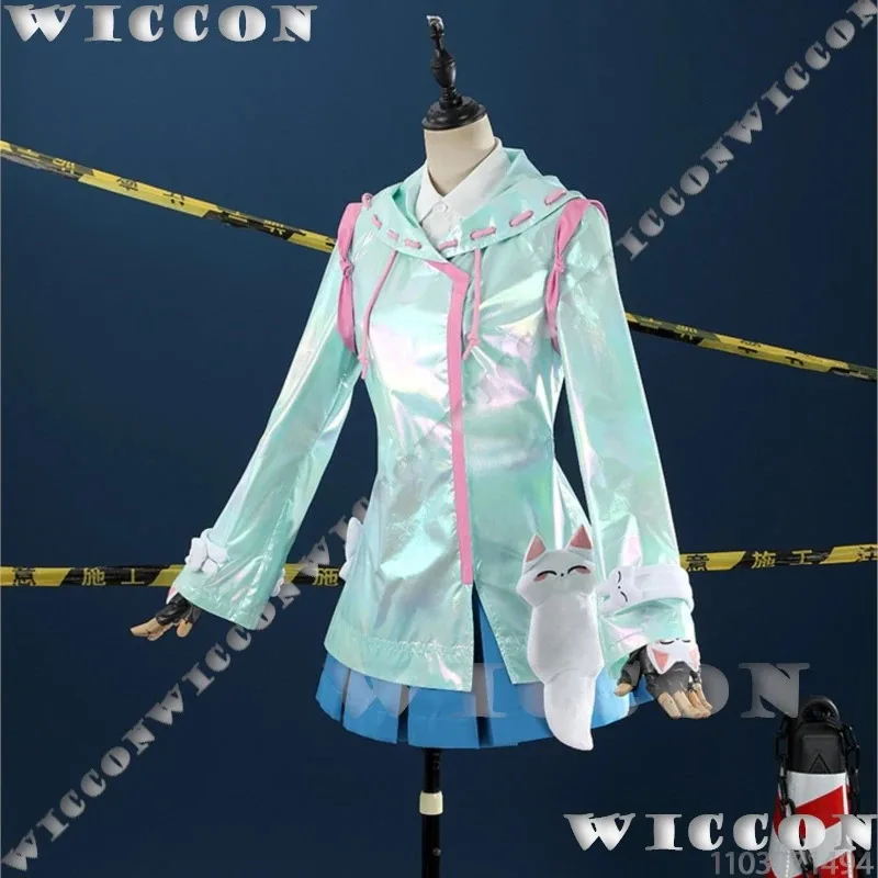 

a7d@Kiriko Game Raincoat Cosplay Blue Coat Skirt Cute Girl Suit Dance In Rain Women Clothes Halloween Party Outfit Cos Customize