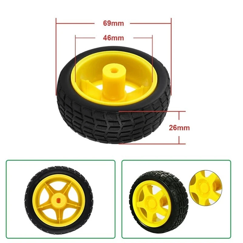 Gear+Motor+Rubber Wheel Kit For DIY Smart Car Robot Electric Wheel Kit For UNO 4WD Arduino Robot Smart Car