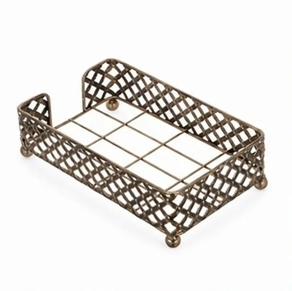 Vintage Metal Paper Towel Holder Bathroom Counter Guest Towel Tray Flat Napkin Dispenser Kitchen Tissue Box Decorative