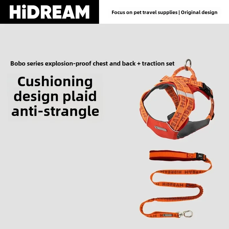 HiDREAM@ Designer  dog harness and leash set , Adjustable, Soft, Durable, Reflective, Lightweight, Anti-Twist Lead for Large Dog