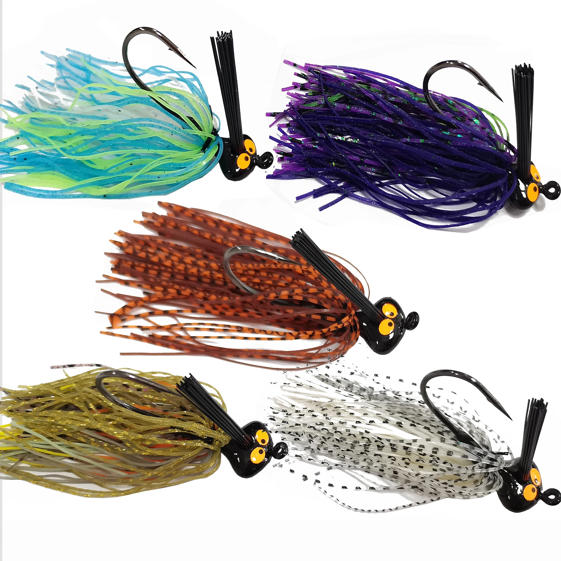 1/4oz, 3/8oz, 1/2oz Bass Weedless Fishing Jigs Set, 5pcs Rubber Flipping Jigs Bass Fishing Lures with Silicone Skirts Jig Kit