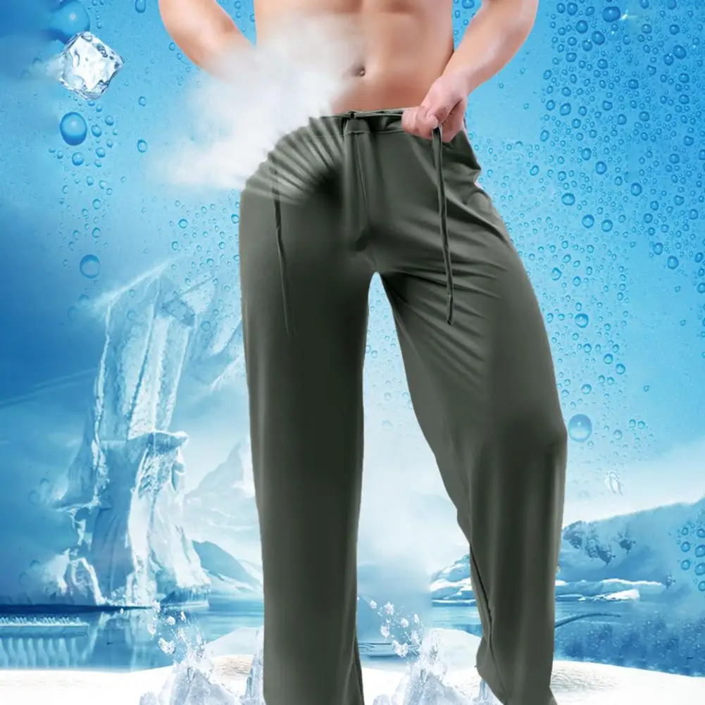 Men Yoga Pants Low Waist Drawstring Straight Loose Thin Sports Comfortable Elastic Waist Plus Size Men Sports Trousers Men Cloth