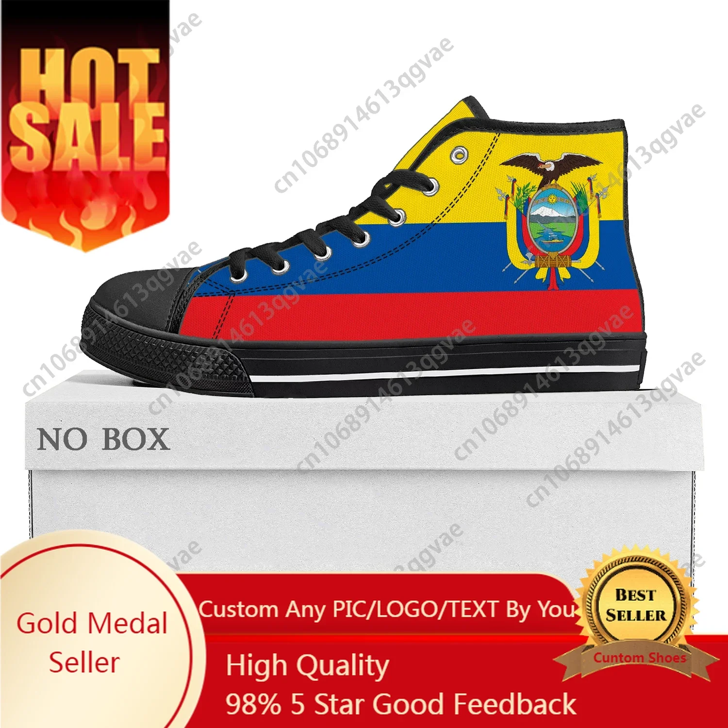 

Ecuador Flag High Top High Quality Sneakers Mens Womens Teenager Canvas Sneaker Ecuador Casual Couple Shoes Custom Shoe