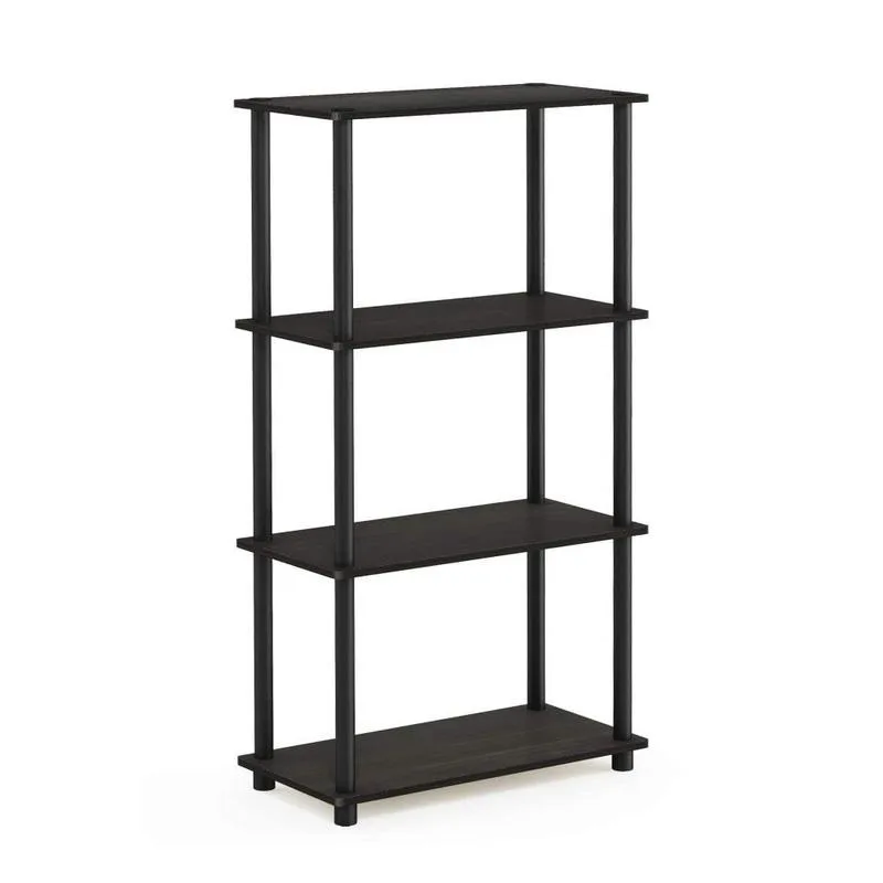 Furinno 3 Turn-N-Tube 4-Tier Multipurpose Shelf Display Rack, Espresso/Black