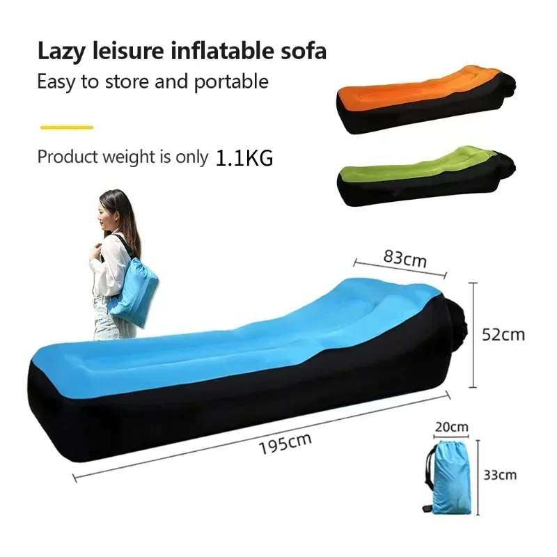 Inflatable Sofa Mattress Folding Camping  Air Bed Single Size Sleeping Pad for Trips Pillow Portable beach blanket Outdoor