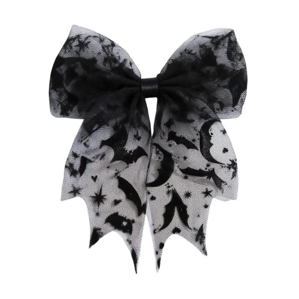 Tragbare Stern Spinnennetz Haarspange Federclip Gothic Fledermaus Kopf Schleier Schwarz Elegante Halloween Haarnadel Cosplay