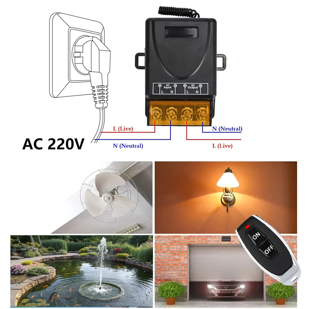 

433MHZ Controle Universal Garage Remote,AC220V High-power Remote Control Switch Transmitter, Suitable for Water Pump Motors