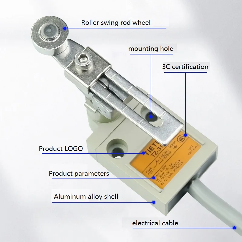 TZ-3108 Waterproof, Oil-Proof and Dustproof Travel Switch, with Cable Lengths Available in 1 Meter, 2 Meters and 3 Meters