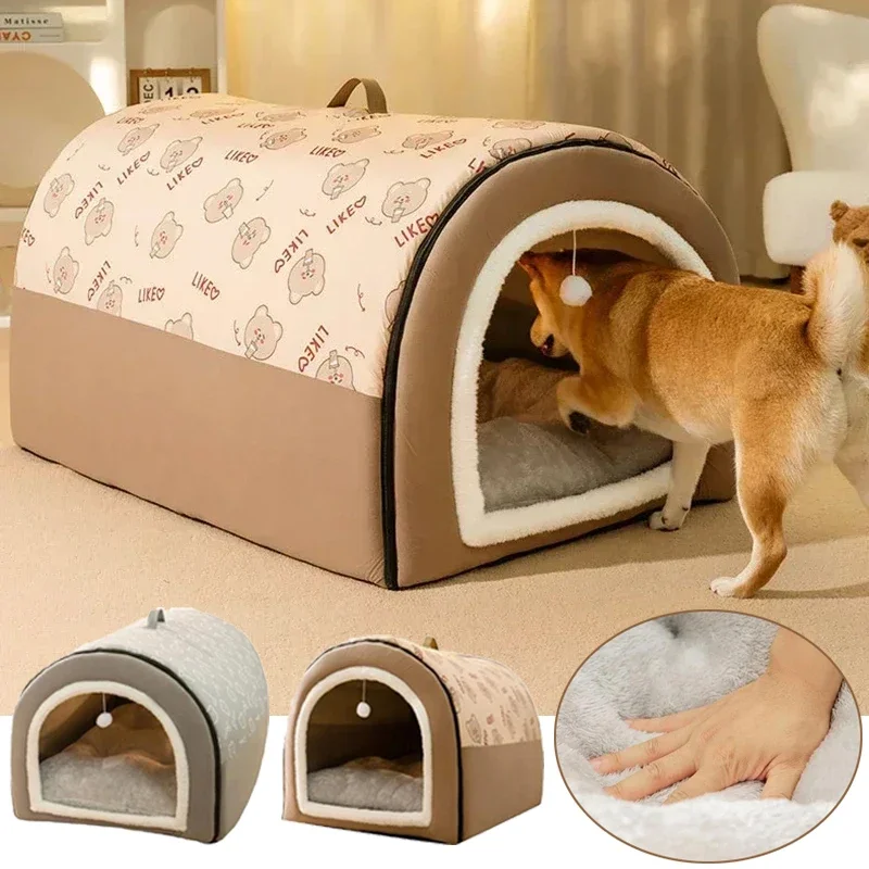 Dog Kennel Warm Dog House Mat Detachable Washable Dogs Bed Nest Deep Sleep Tent Medium Large Dogs House Dog Supplies cama perro