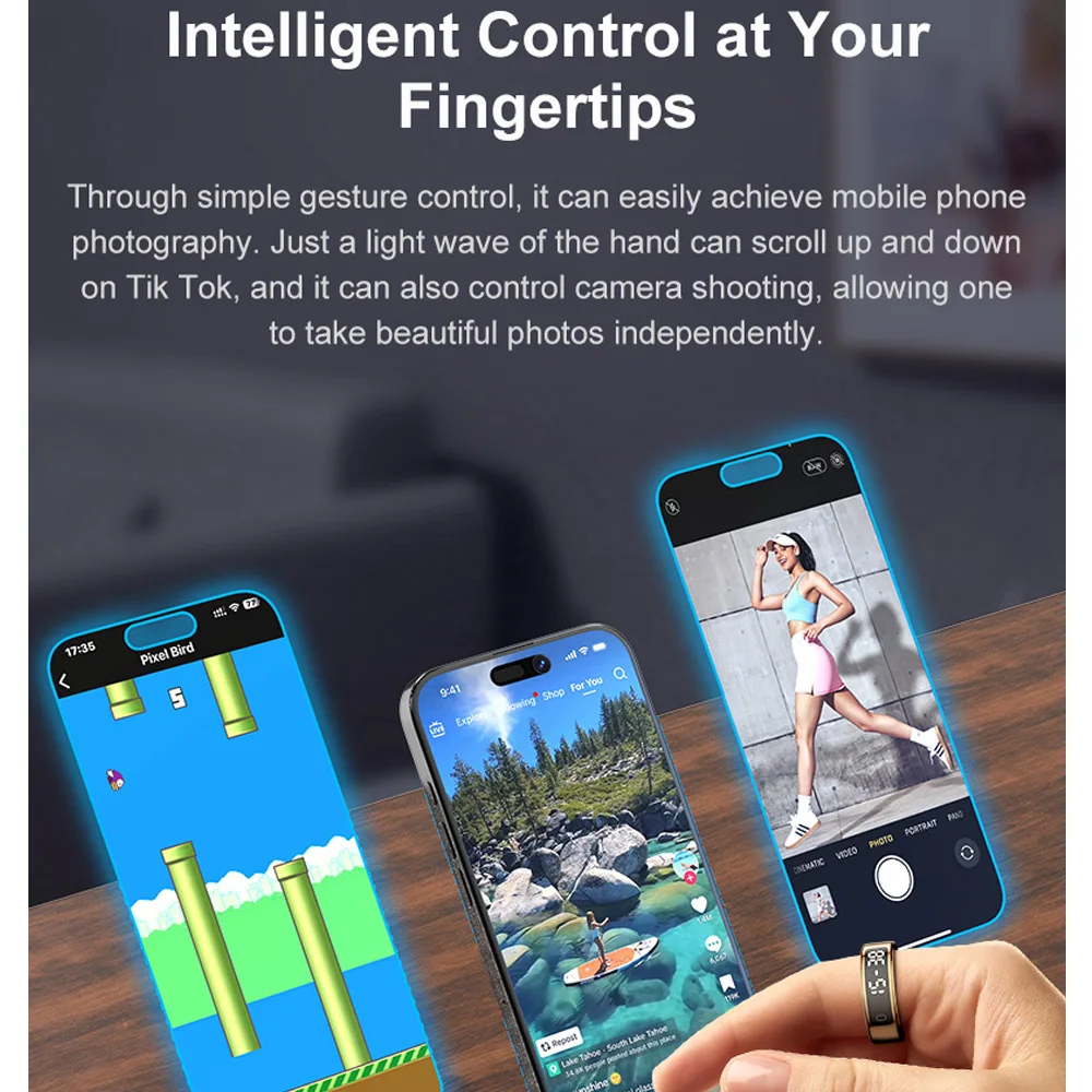 2025 R11 Smart Ring Display Screen e ricarica wireless touch Gesture Control Health Manager 5 ATM impermeabile per uomo donna