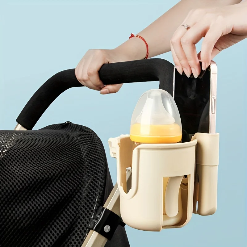 2-in-1 Universal Stroller Water Cup Holder With Phone Holder, Universal Bottle Holder For Wheelchair Stroller Accessories
