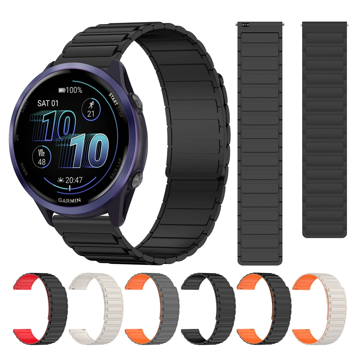 22 mm Schlaufenarmband für Garmin Forerunner 570–47 mm/265/255 Magnetband Vivoactive 4/Venu 3 2/Active Armbänder Silikonarmband