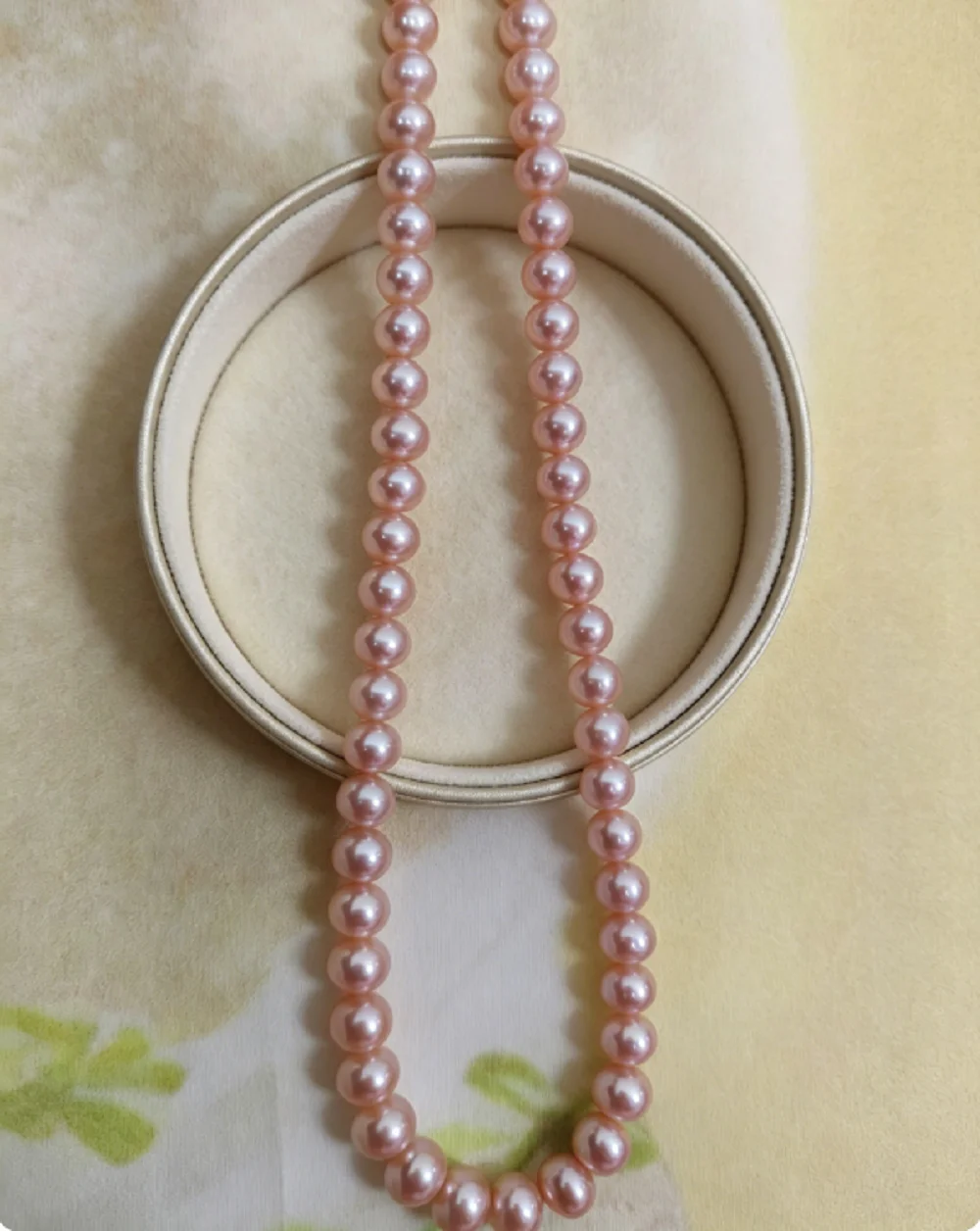 

Gorgeous AAAA9-10mm/10-11mm Natural South Sea Round Cherry Blossom Pink Necklace 18in/925s Button