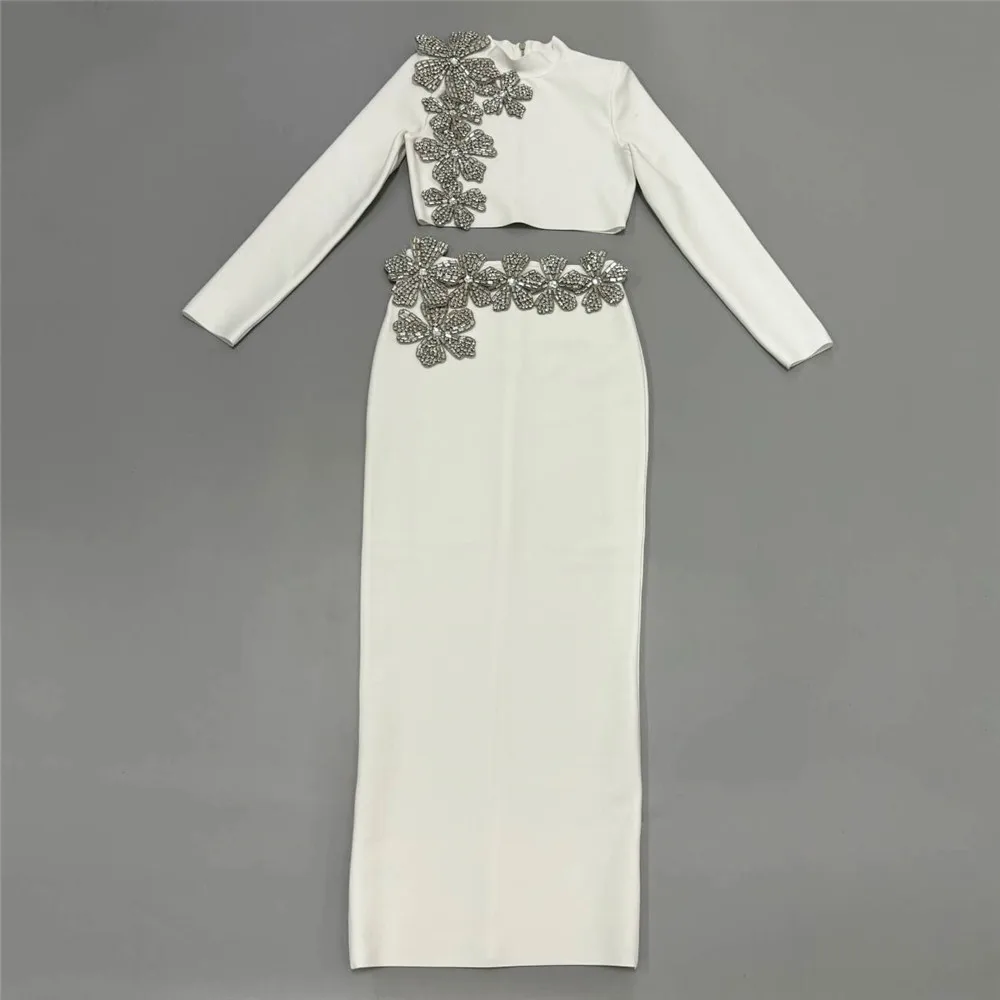 Bladaphy Two-Piece Set Long Sleeve Rhinestone 3