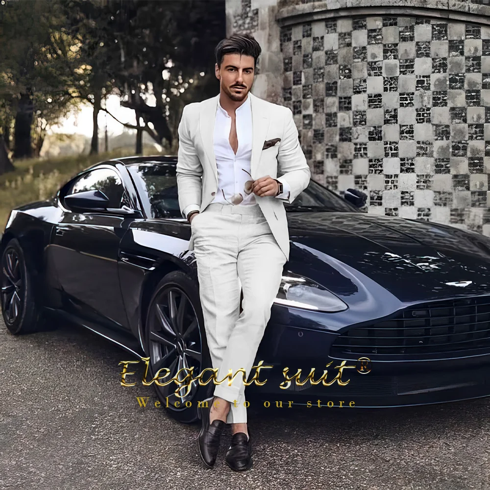 Men's single button 2 piece suit, jacket and trousers suit, men's casual outdoor business suit custom men's wedding tuxedo