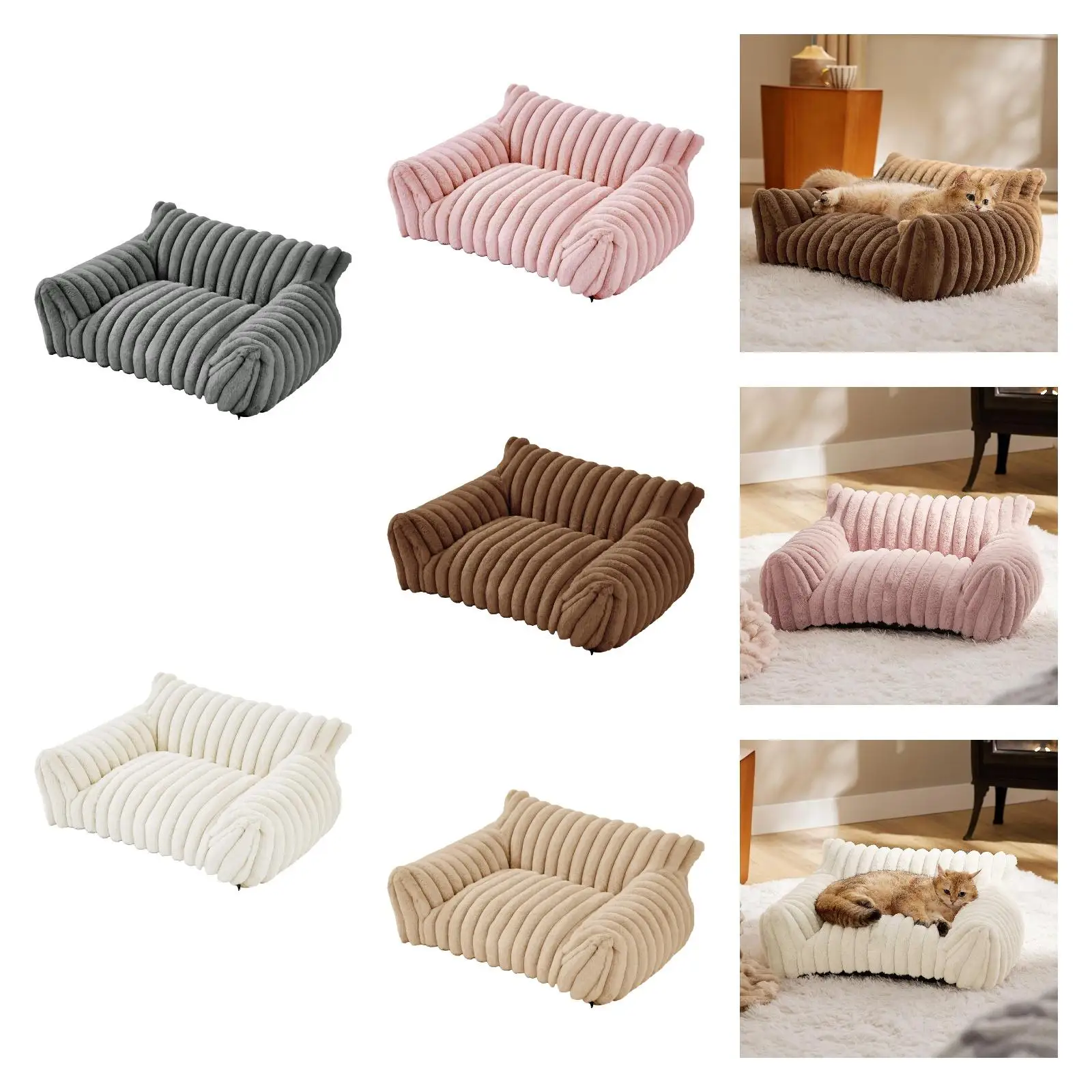 Sofá cama para mascotas, camas para gatos de interior, suave, moderno, con fondo antideslizante, sofá cama portátil para perros y gatos, perros pequeños y gatitos