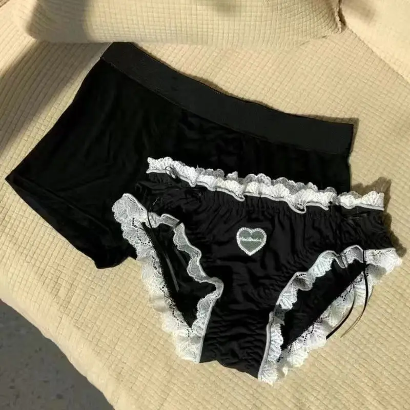 Couple Underwear Women Men Boxer Lace Korean Panties Lover's Lingerie Lover's Panty 2 Pieces Set for Boyfriend Girlfriend Gifts