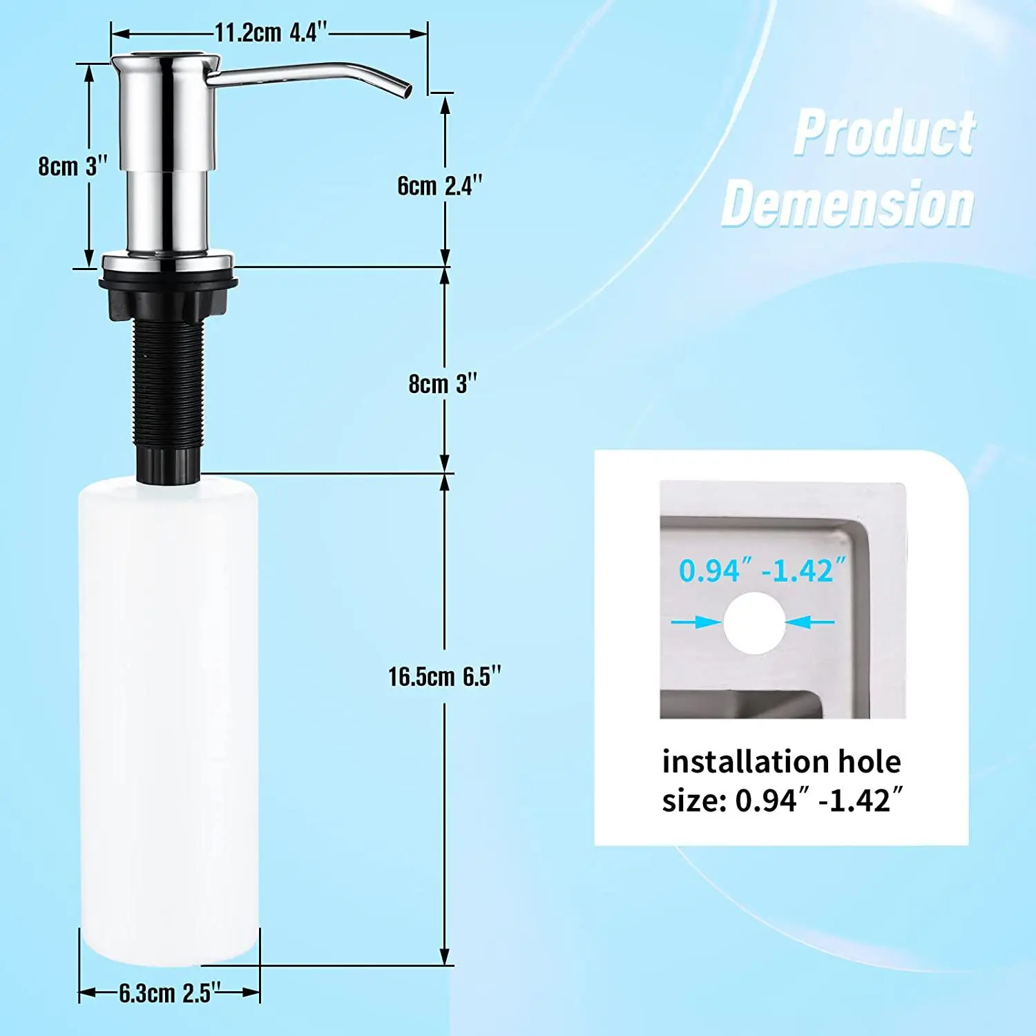 Kitchen Sink Liquid Dispenser Press-type Sink Soap and Kitchen Cleaner Dispenser Soap Dispenser Large Capacity Kitchen Supplies