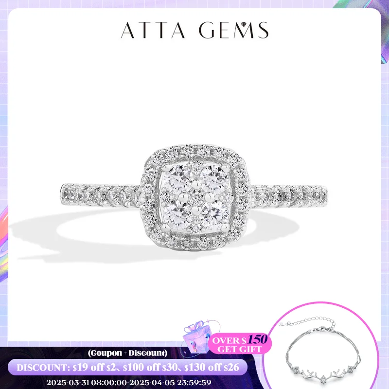 

ATTAGEMS Clover Moissanite Rings for Women D VVS1 Lab Diamond S925 Silver Engagement Bride Moissanite Jewelry Gift Dropshipping