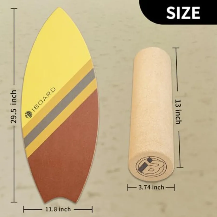 مدرب لوح التوازن الممتاز مع بكرات 10 طبقات للتمرين الخشبي، تصميم ذيل السمكة المقاوم للانزلاق لوسادة محاكاة ركوب الأمواج
