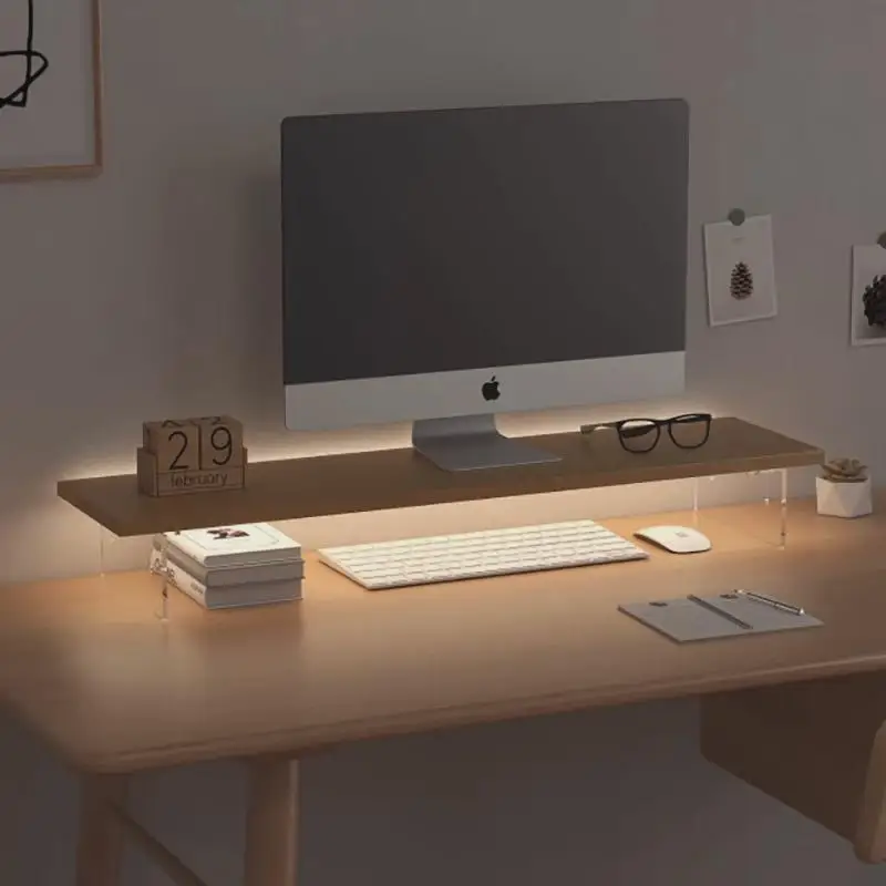 Acrylic Computer Monitor Riser Office Desktop Screen Heightened Stand Book Shelf Floating Storage Organizer Desk Accessory