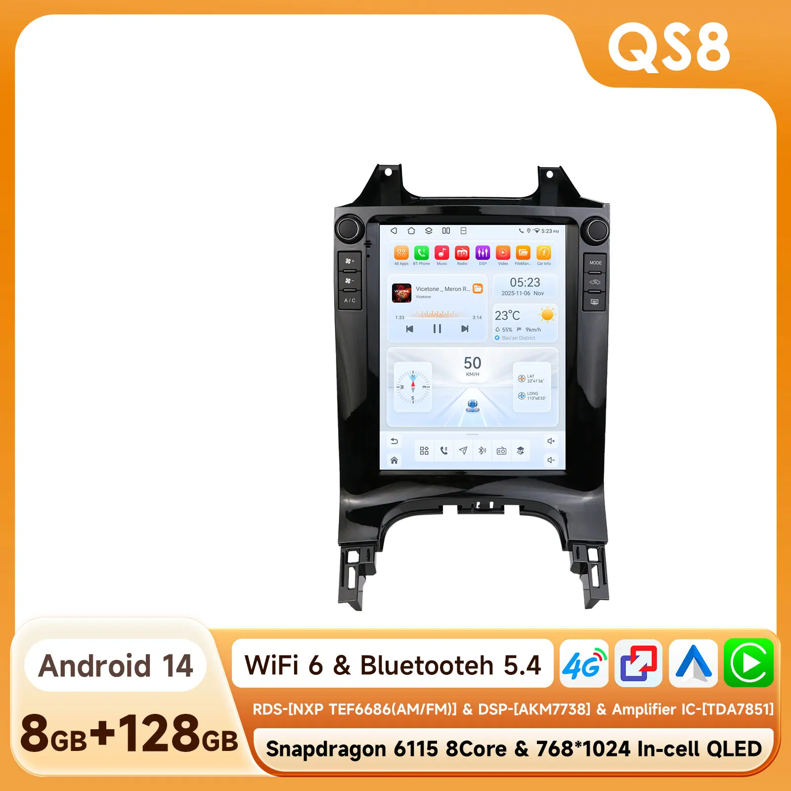 Hizpo 9.7inch Auto Stereo Ontvanger voor Peugeot 3008 2010 - 2017 Android Auto Audio Multimedia Speler WIFI 4G Carplay GPS Navigatie 6115