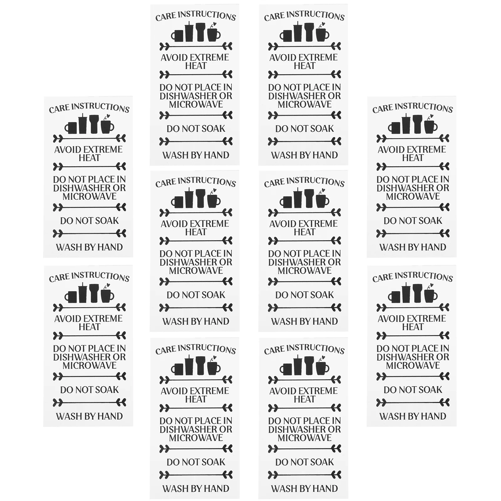 

50 Pcs Glass Instruction Card Cup Care Guide Cards Paper Tag Customer Tumbler Small Business Supplies