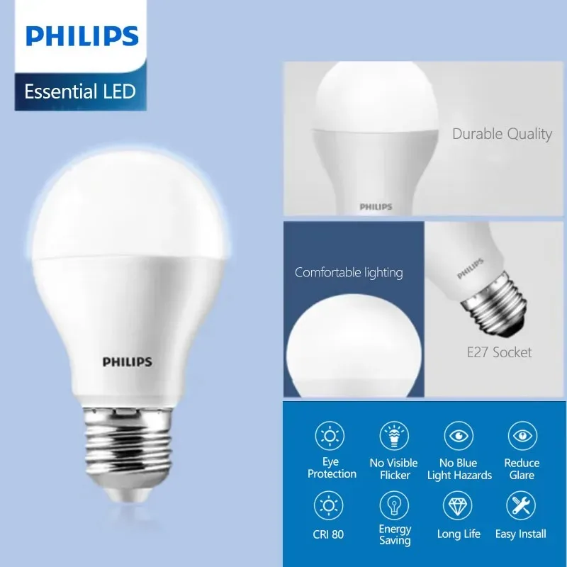 

Светодиодные лампы Philips, 4 шт., 9 Вт, E27, 4000K, естественный белый свет, комфортный тип, 220-240В, энергосберегающие, для дома