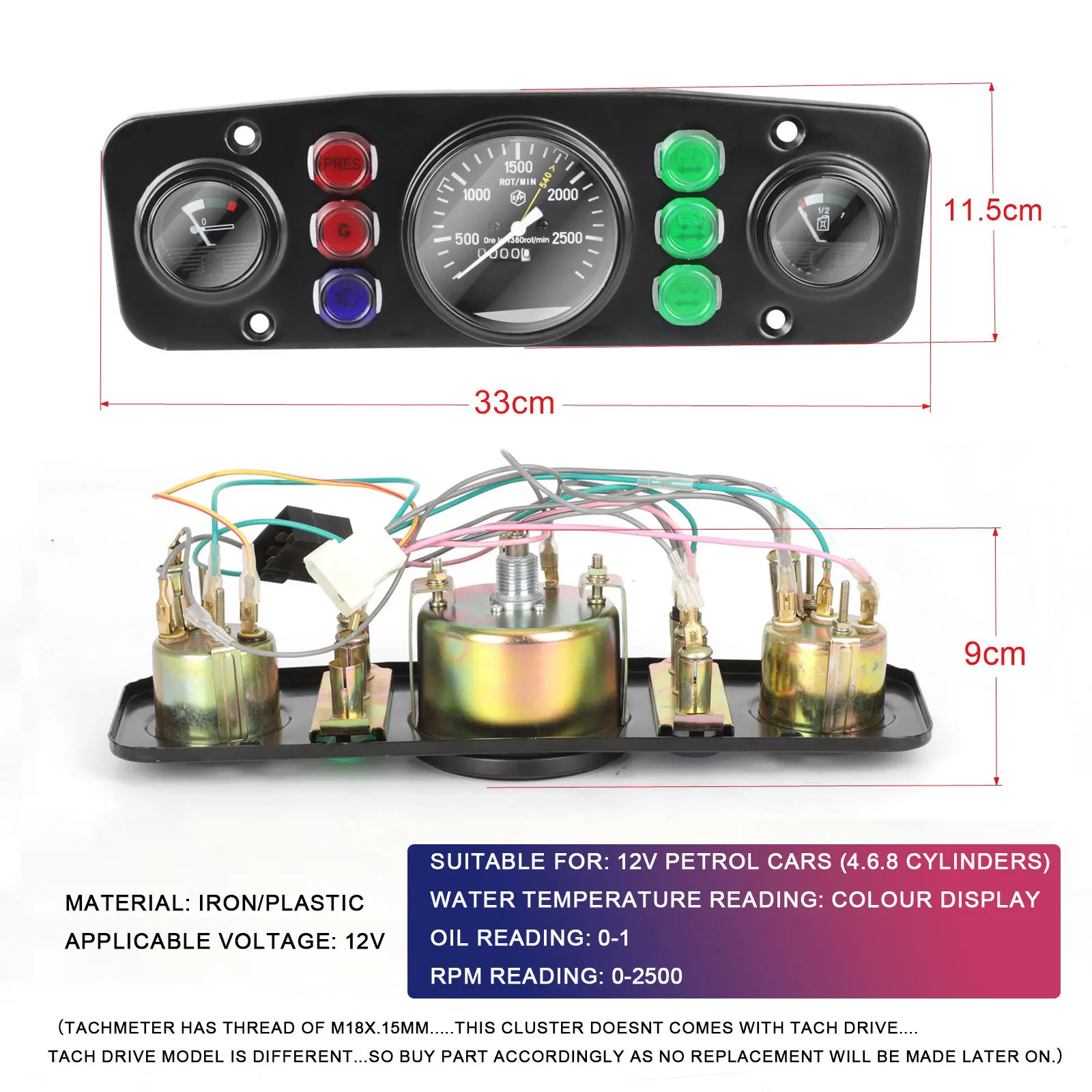 3 In 1 Kit Instrument Panel Complete For Tractors Universal/Long Meter Instrument Panel Complete 650 - 95161000