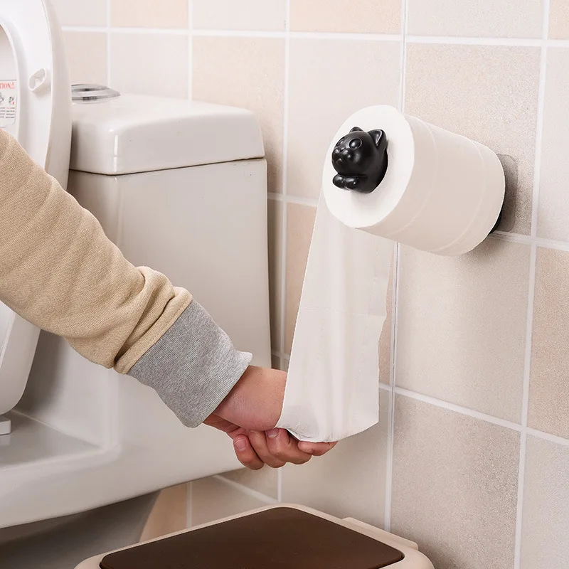 

Wall-Mounted Cartoon Cat Paper Towel Holder Telescopic Tissue Roll Dispenser for Kitchen Bathroom Toilet Cute Design