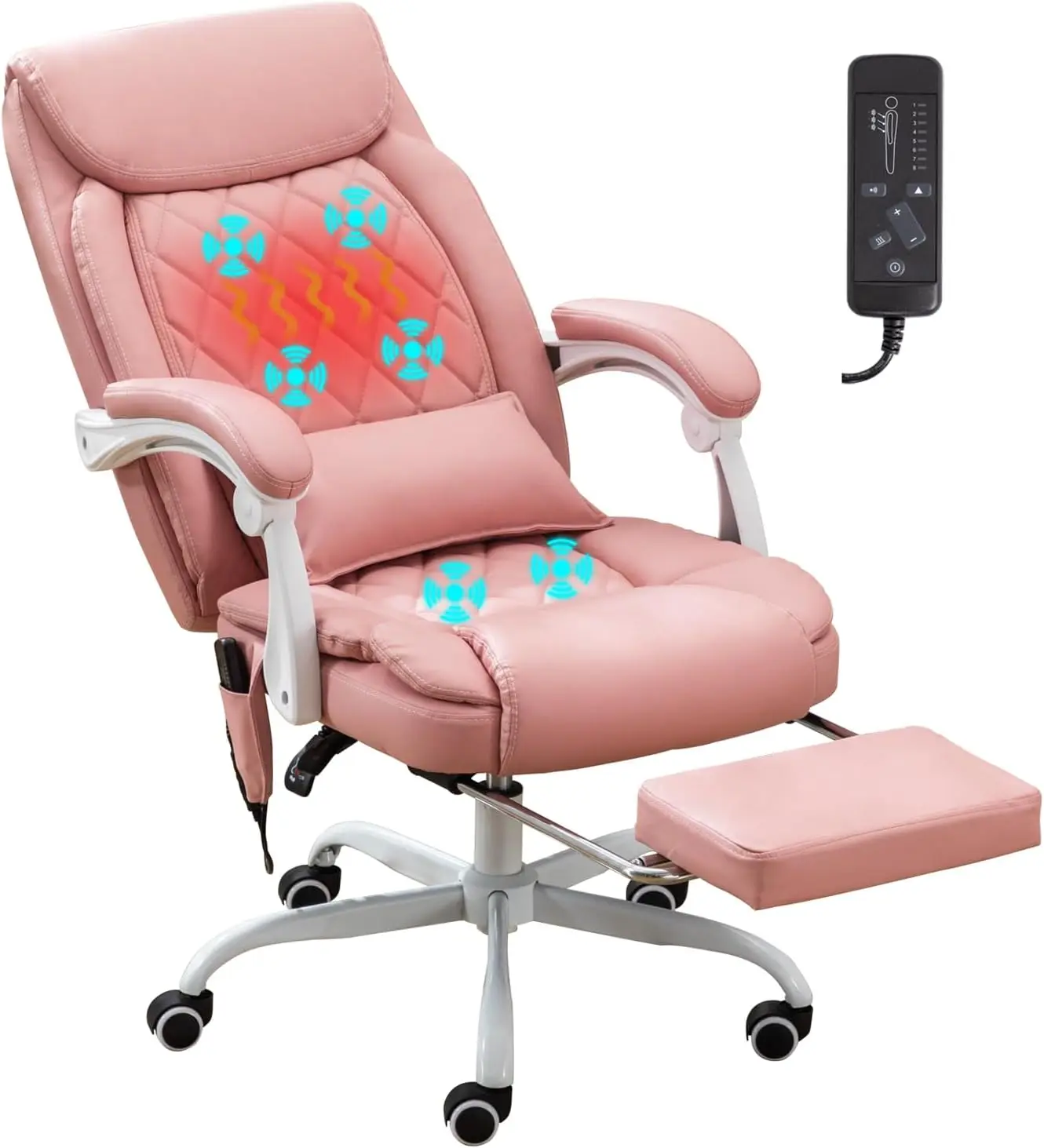 Ergonômico Executivo Massagem Escritório Cadeira com Apoio para os Pés, Cadeira com Aquecido, Costas Alta, Mesa do Computador, 45 ° Reclinável