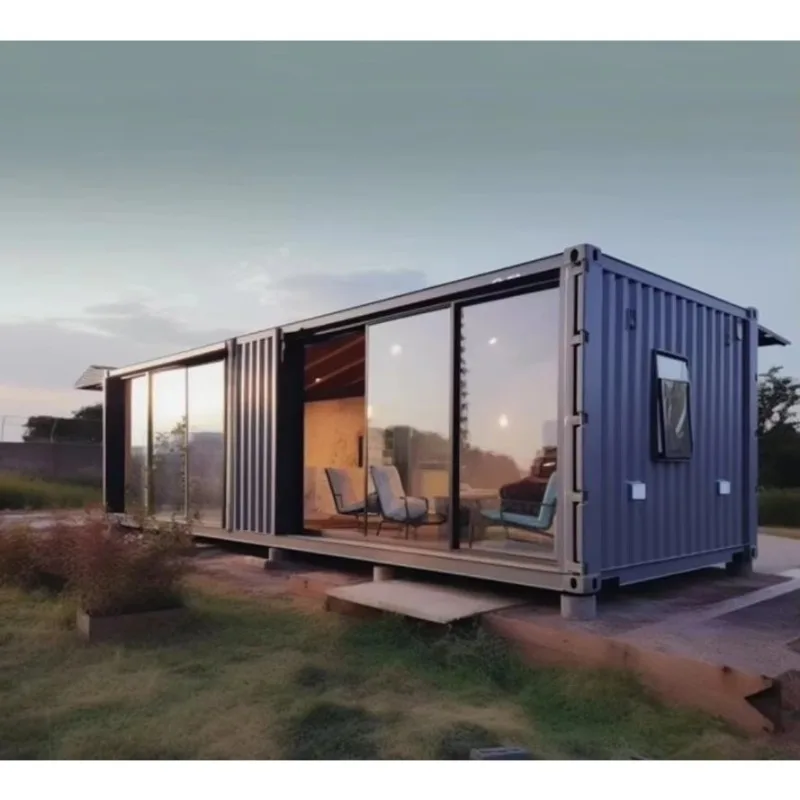 المحمولة 20ft 40ft حاوية حزمة مسطحة منزل الجاهزة هيكل الصلب بناء الزجاج منزل Glamping منزل فاخر