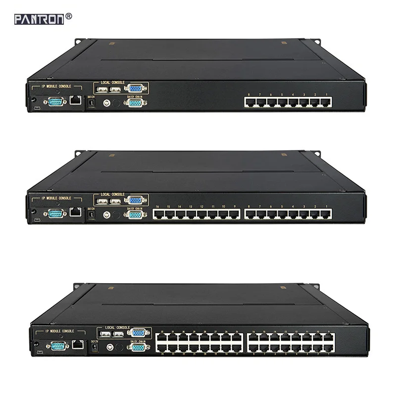 Sakelar KVM LED 17 Inci Dudukan Rak 1U Port/16Port/32Port CAT5/CAT6 UTP 8Port/16Port
