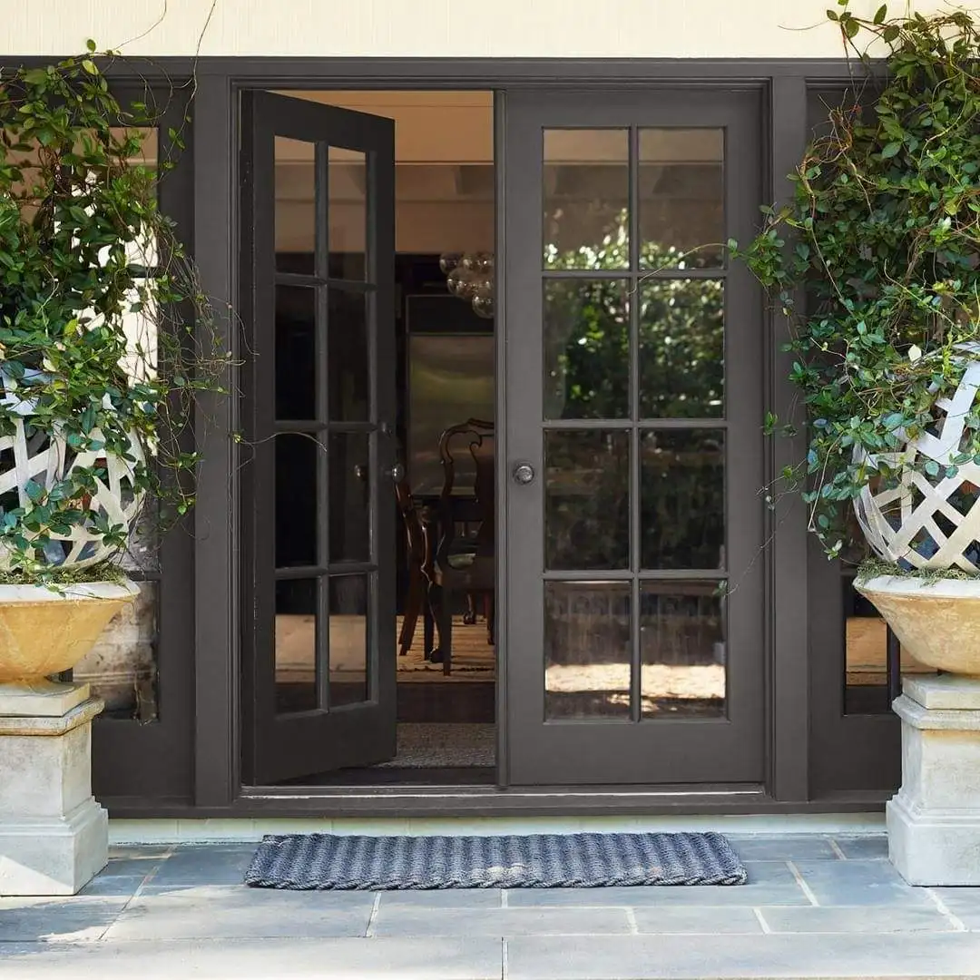 Household Heavy Duty Security French Door Aluminum Frame Glass French Entrance Door Long Lasting and Durable French Double Door