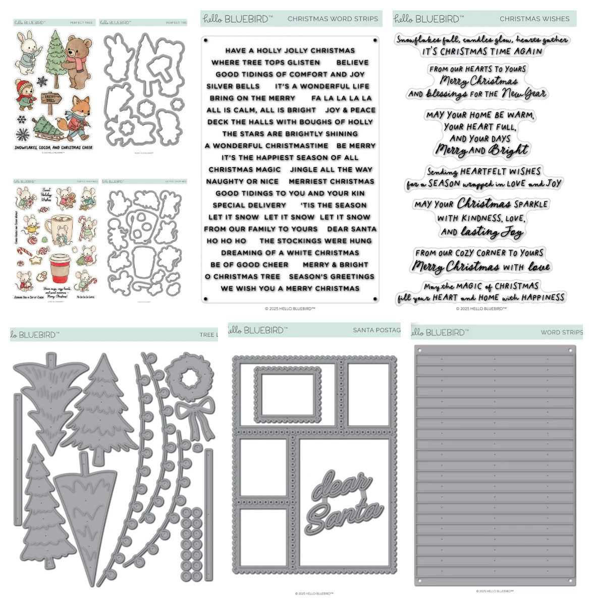 

Perfect Christmas Tree Sentiments Clear Stamps Metal Cutting Dies DIY Scrapbooking Paper Card Embossed New Santa Postage Die Cut