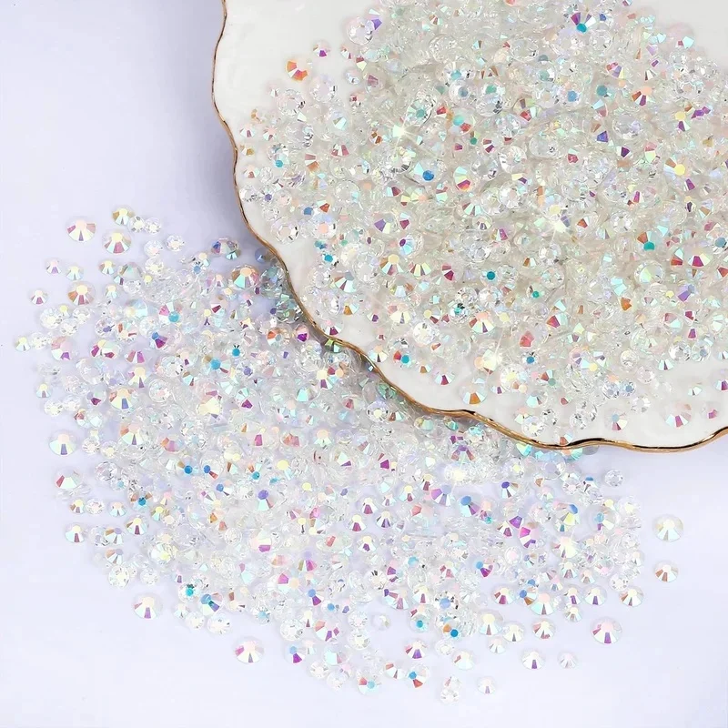 5000/10000PCS Transparent AB Resin Jelly Rhinestones 2-6mm Faux Gems Bead for Crafts DIY Nail Art Charms Supplies Stones Bulk